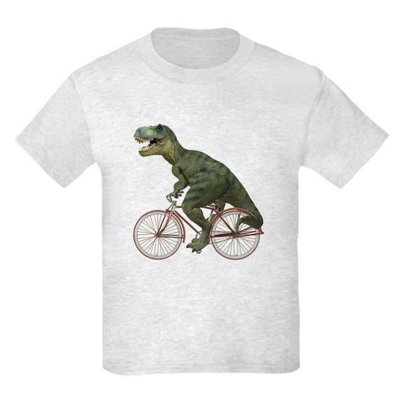 CafePress - Cycling Tyrannosaurus Rex Kids Light T Shirt - Light T-Shirt Kids XS-XL