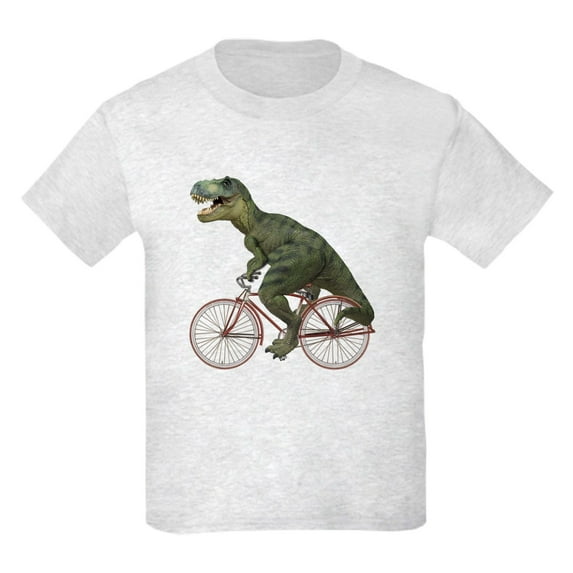CafePress - Cycling Tyrannosaurus Rex Kids Light T Shirt - Light T-Shirt Kids XS-XL