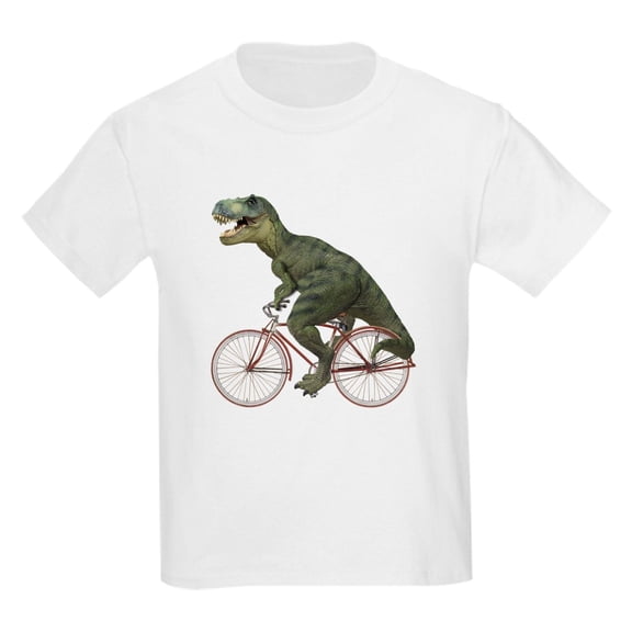 CafePress - Cycling Tyrannosaurus Rex Kids Light T Shirt - Light T-Shirt Kids XS-XL