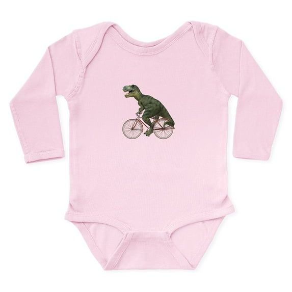 CafePress - Cycling Tyrannosaurus Rex Long Sleeve Infant Bodys - Long Sleeve Cotton Baby Bodysuit