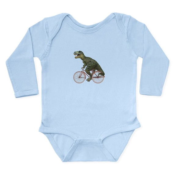 CafePress - Cycling Tyrannosaurus Rex Long Sleeve Infant Bodys - Long Sleeve Cotton Baby Bodysuit