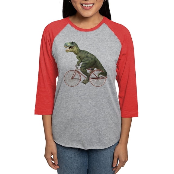 CafePress - Cycling Tyrannosaurus Rex Long Sleeve T Shirt - Womens Baseball Tee
