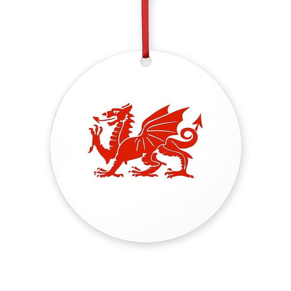CafePress - Cymru Wales Welsh Cardiff Dragon -  Round Wood Ornament 4"