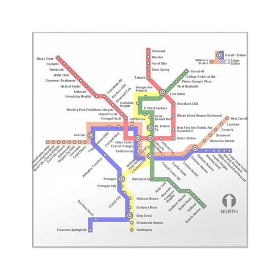 CafePress - DC Metro Map Sticker - Square Sticker 3" x 3"