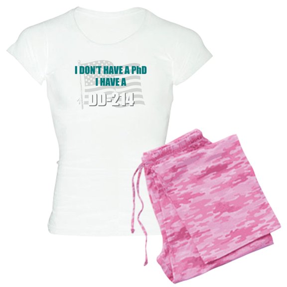 CafePress - DD 214 Phd DD214 Pajamas - Women's Short Sleeve Print T-Shirt and Pants Light Cotton Pajama Set