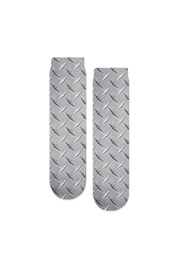- DIAMOND PLATE - Unisex Novelty Printed Crew Adult Socks