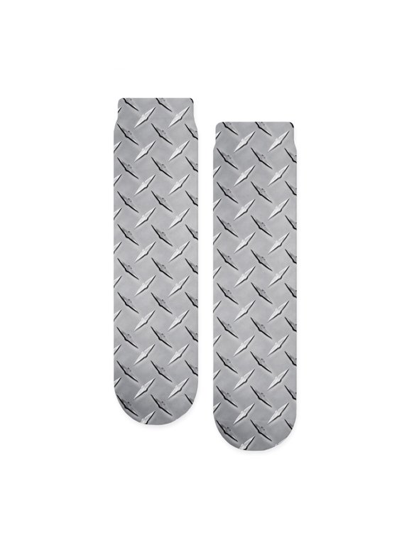 - DIAMOND PLATE - Unisex Novelty Printed Crew Adult Socks