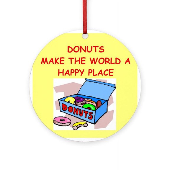 CafePress - DONUTS - Round Wood Ornament 4"