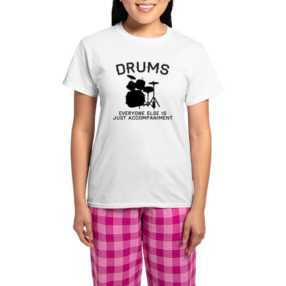 CafePress - DRUMS Women's Light Pajamas - Women's Short Sleeve Print T-Shirt and Pants Light Cotton Pajama Set