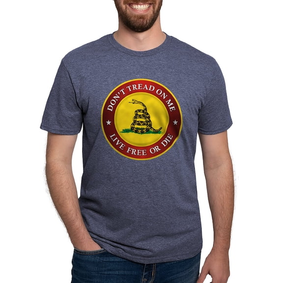 CafePress - DTOM Gadsden Flag (Logo) Men's Deluxe T Shirt - Mens Tri-blend T-Shirt