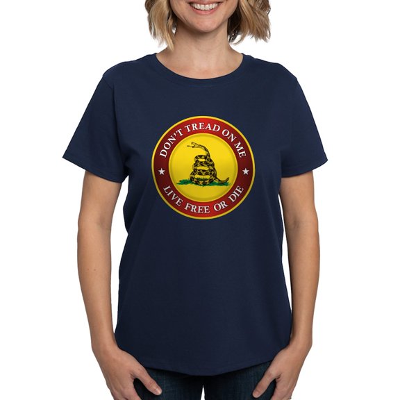CafePress - DTOM Gadsden Flag (Logo) T Shirt - Women's Traditional Fit Dark T-Shirt