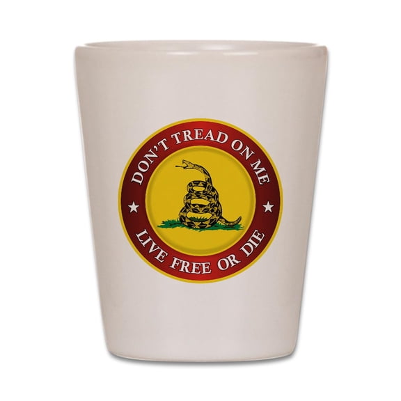 CafePress - DTOM Gadsden Flag (Logo) - White Shot Glass, Unique and Funny Shot Glass