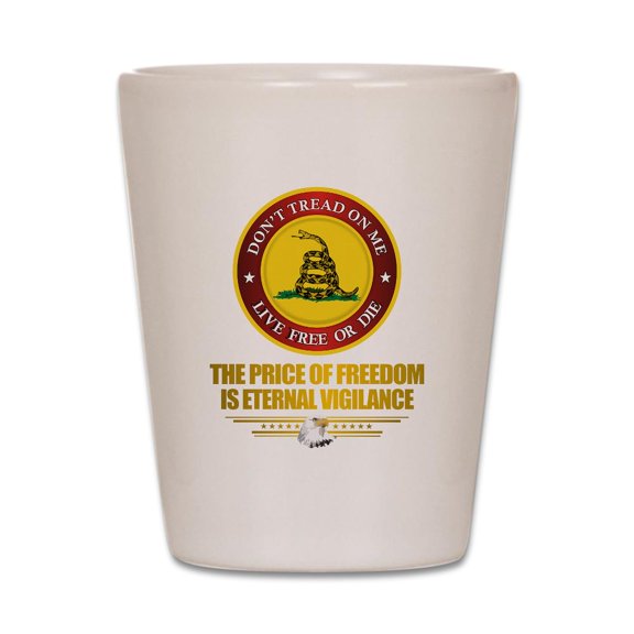 CafePress - (DTOM) The Price Of Freedom - White Shot Glass, Unique and Funny Shot Glass