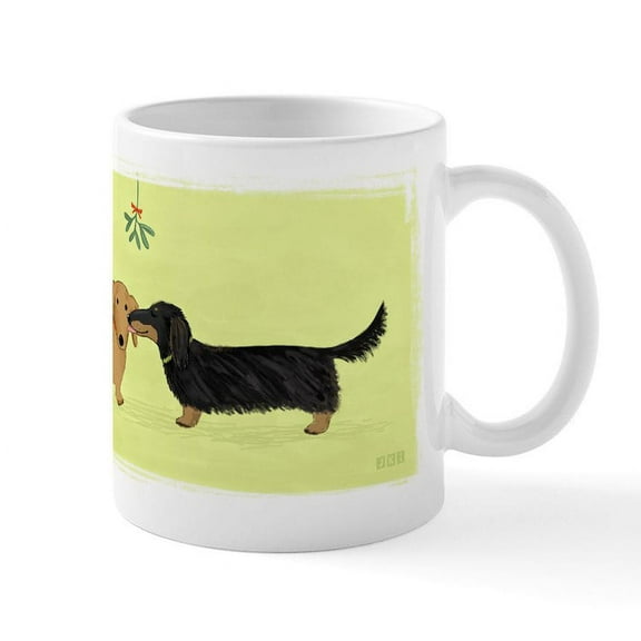 CafePress - Dachshund Christmas Kiss Mug - 11 oz Ceramic Mug - Novelty Coffee Tea Cup