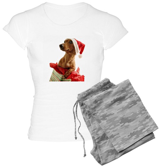 CafePress - Dachshund Christmas Women's Light Pajamas - Women's Short Sleeve Print T-Shirt and Pants Light Cotton Pajama Set