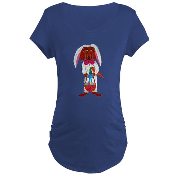 CafePress - Dachshund Easter Bunny Maternity T Shirt - Maternity Dark T-Shirt
