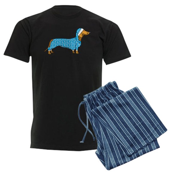 CafePress - Dachshund In Men's Dark Pajamas - Men's Dark Loose Fit Cotton Pajama Set