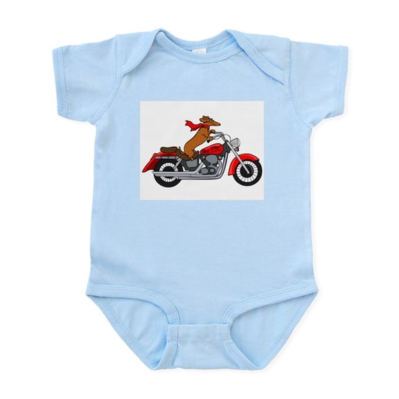 CafePress - Dachshund On Motorcycle Body Suit - Baby Light Bodysuit, Size Newborn - 24 Months