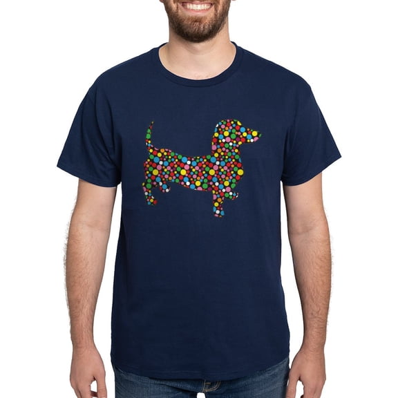 CafePress - Dachshund Polka Dots Dark T Shirt - Men's Classic Graphic Cotton T-Shirt