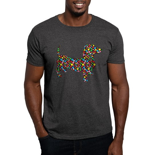 CafePress - Dachshund Polka Dots Dark T Shirt - Men's Classic Cotton T-Shirts