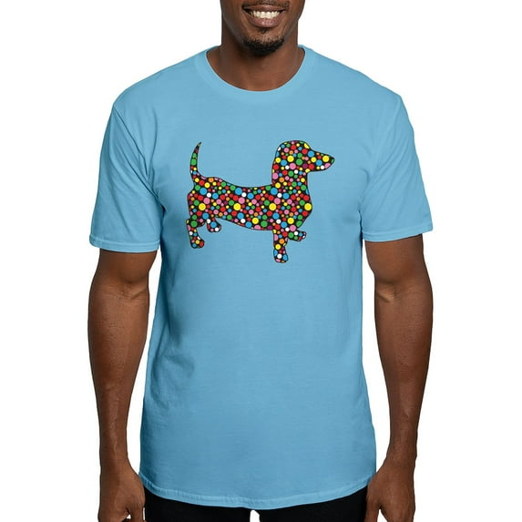 CafePress - Dachshund Polka Dots Fitted T Shirt - Fitted T-Shirt, Vintage Fit Soft Cotton Tee