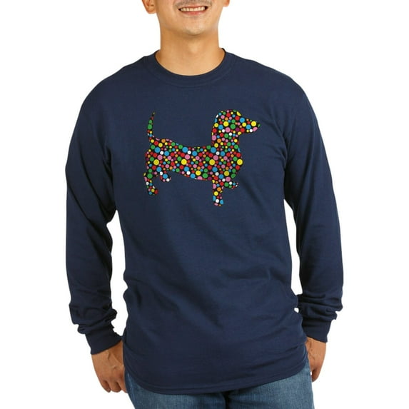 CafePress - Dachshund Polka Dots Long Sleeve Dark T Shirt - Long Sleeve Dark T-Shirt