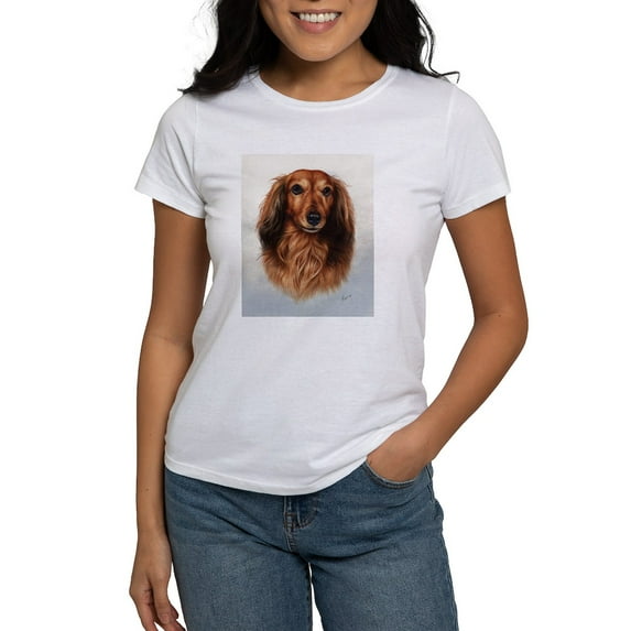 CafePress - Dachshund Red Longhair 1 Women's T Shirt - Women's Classic T-Shirt