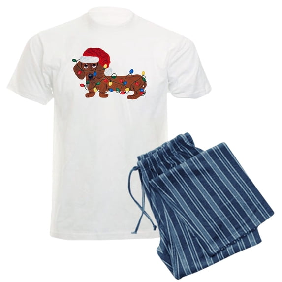 CafePress - Dachshund (Red) Tangled In Christmas Lights Men's - Men's Light Loose Fit Cotton Pajama Set