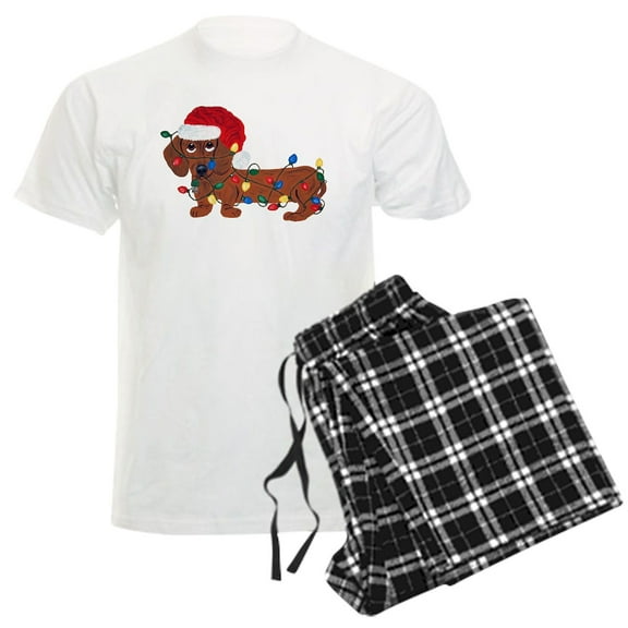 CafePress - Dachshund (Red) Tangled In Christmas Lights Men's - Men's Light Loose Fit Cotton Pajama Set