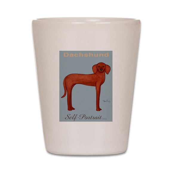 CafePress - Dachshund Self Portrait - White Shot Glass, Unique and Funny Shot Glass