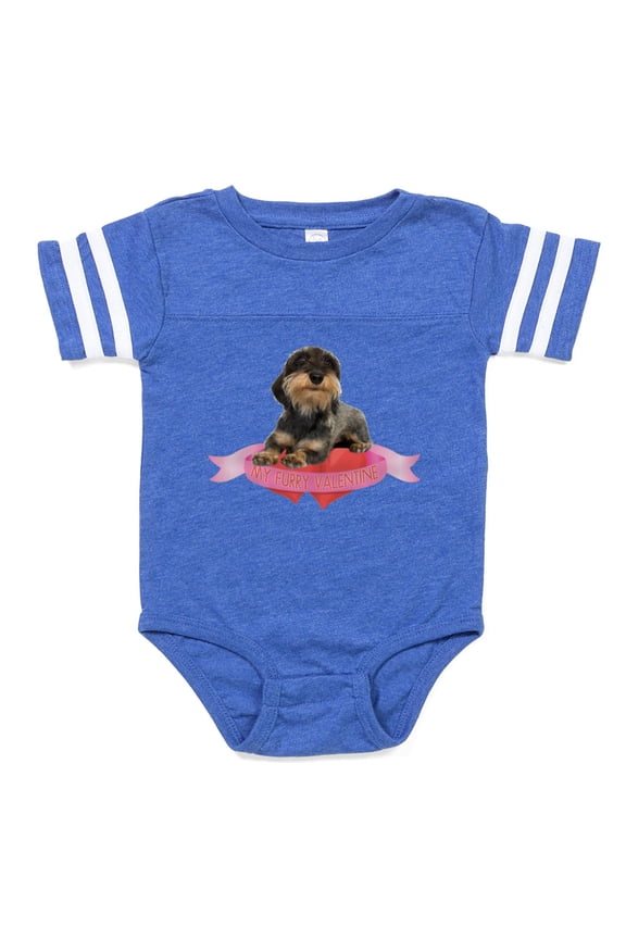 - Dachshund Valentine - Cute Infant Baby Football Bodysuit