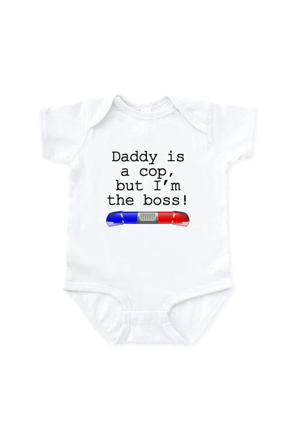 - Daddy Is A Cop But Im The Boss Body Suit - Baby Light Bodysuit, Size Newborn - 24 Months