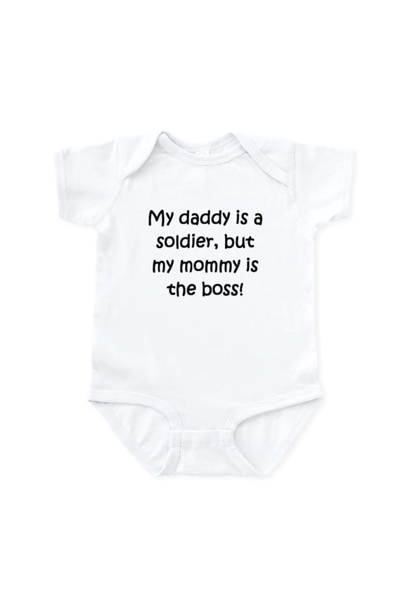 - Daddy Is A Soldier Mommy Is Boss Body Suit - Baby Light Bodysuit, Size Newborn - 24 Months