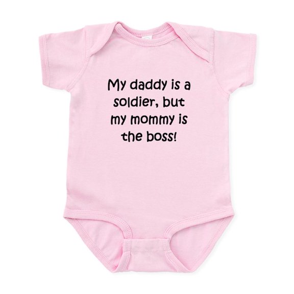 CafePress - Daddy Is A Soldier Mommy Is Boss Body Suit - Baby Light Bodysuit, Size Newborn - 24 Months