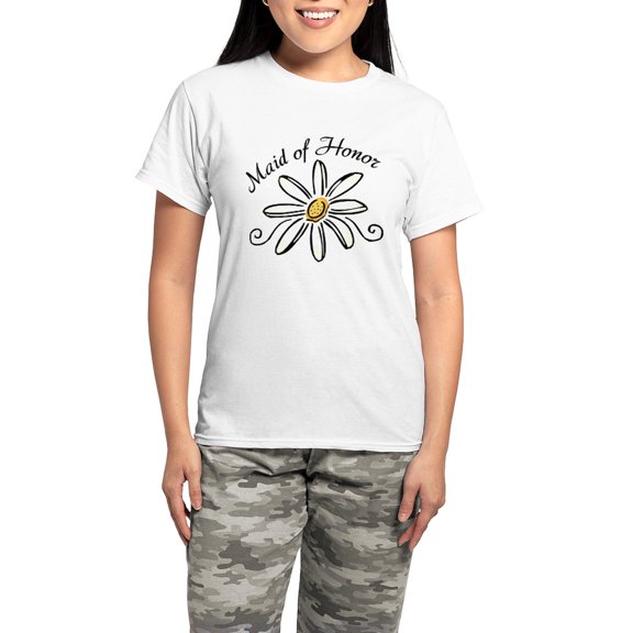 CafePress - Daisy Maid Of Honor Women's Light Pajamas - Women's Short Sleeve Print T-Shirt and Pants Light Cotton Pajama Set