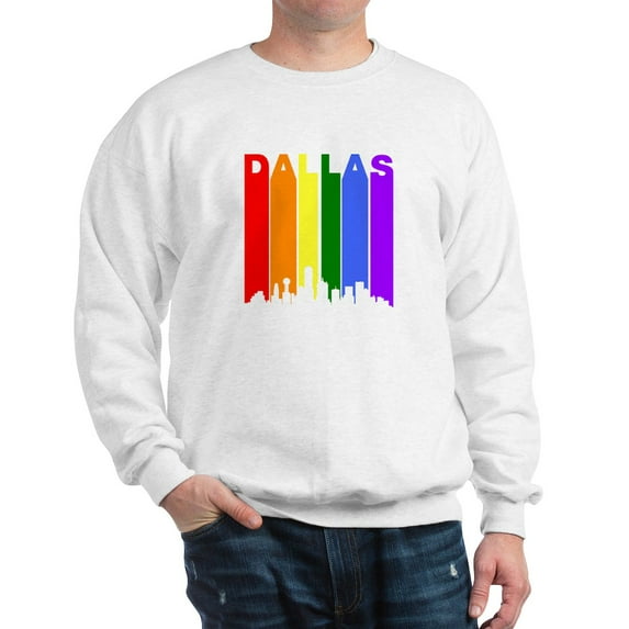CafePress - Dallas Gay Pride Rainbow Cityscape Sweatshirt - Crew Neck Sweatshirt