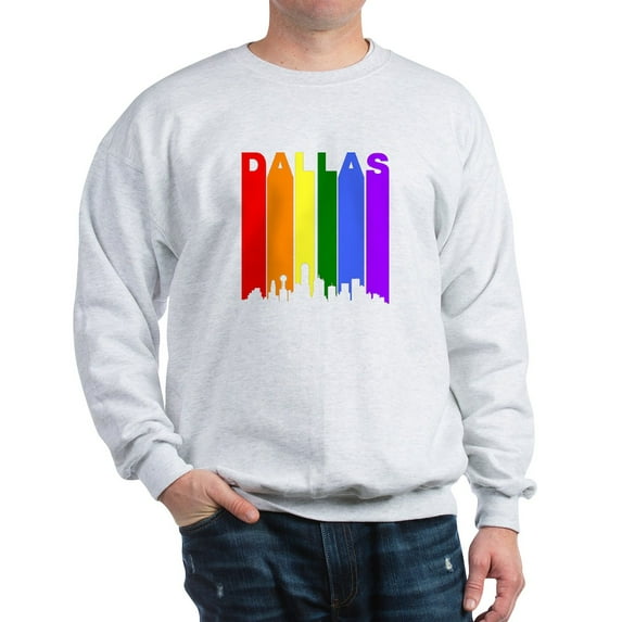 CafePress - Dallas Gay Pride Rainbow Cityscape Sweatshirt - Crew Neck Sweatshirt