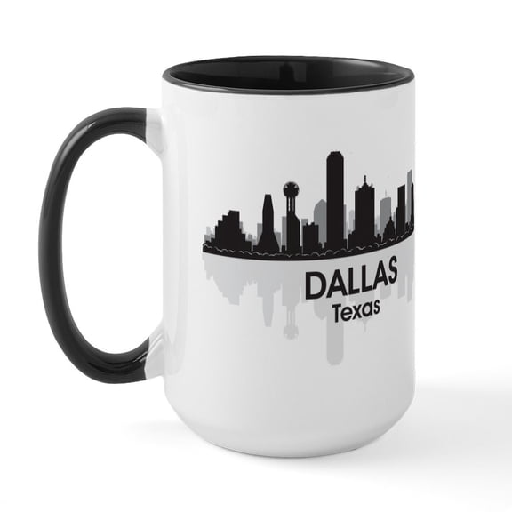 CafePress - Dallas Skyline Large Mug - 15 oz Ceramic Large White Novelty Mug
