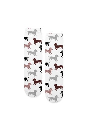 - Damask Dachshunds - Unisex Novelty Printed Crew Adult Socks
