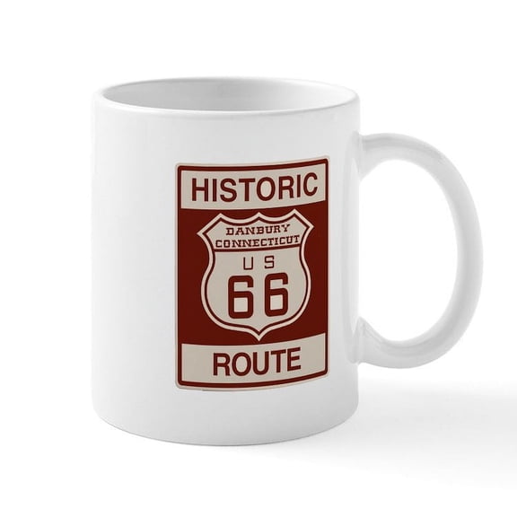 CafePress - Danbury Route 66 Mug - 11 oz Ceramic Mug - Novelty Coffee Tea Cup