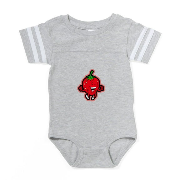 CafePress - Dancing Strawberry - Cute Infant Baby Football Bodysuit