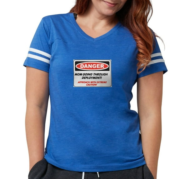 CafePress - Danger! Deployment Mom.. Women's Dark T Shirt - Womens Football Shirt
