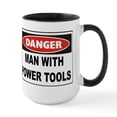 thumbnail image 1 of CafePress - Danger Man With Power Tools Ceramic Mug - 15 oz Ceramic Large White Novelty Mug, 1 of 4