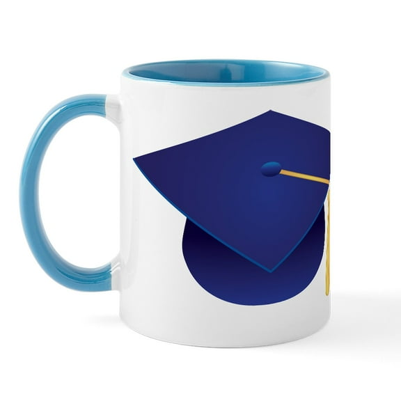 CafePress - Dark Blue Graduation Cap Mug - 11 oz Ceramic Mug - Novelty Coffee Tea Cup