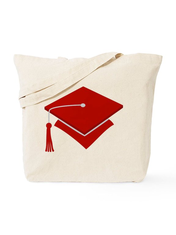 - Dark Red Graduation Hat - Unisex Canvas Tote Bag, Beige, 1-Piece