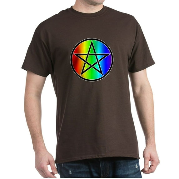 CafePress - Dark T Shirt Rainbow Pentacle Black - Men's Classic Graphic Cotton T-Shirt