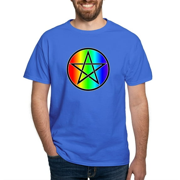 CafePress - Dark T Shirt Rainbow Pentacle Black - Men's Classic Graphic Cotton T-Shirt
