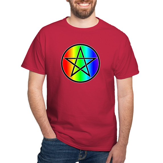 CafePress - Dark T Shirt Rainbow Pentacle Black - Men's Classic Graphic Cotton T-Shirt