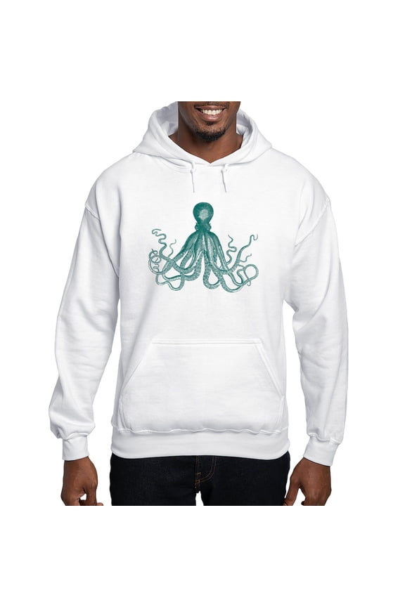 - Dark Teal Octopus Hooded Sweatshirt - Pullover Hoodie, Hooded Sweatshirt