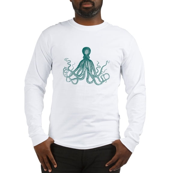 CafePress - Dark Teal Octopus Long Sleeve T Shirt - Unisex Cotton Long Sleeve T-Shirt